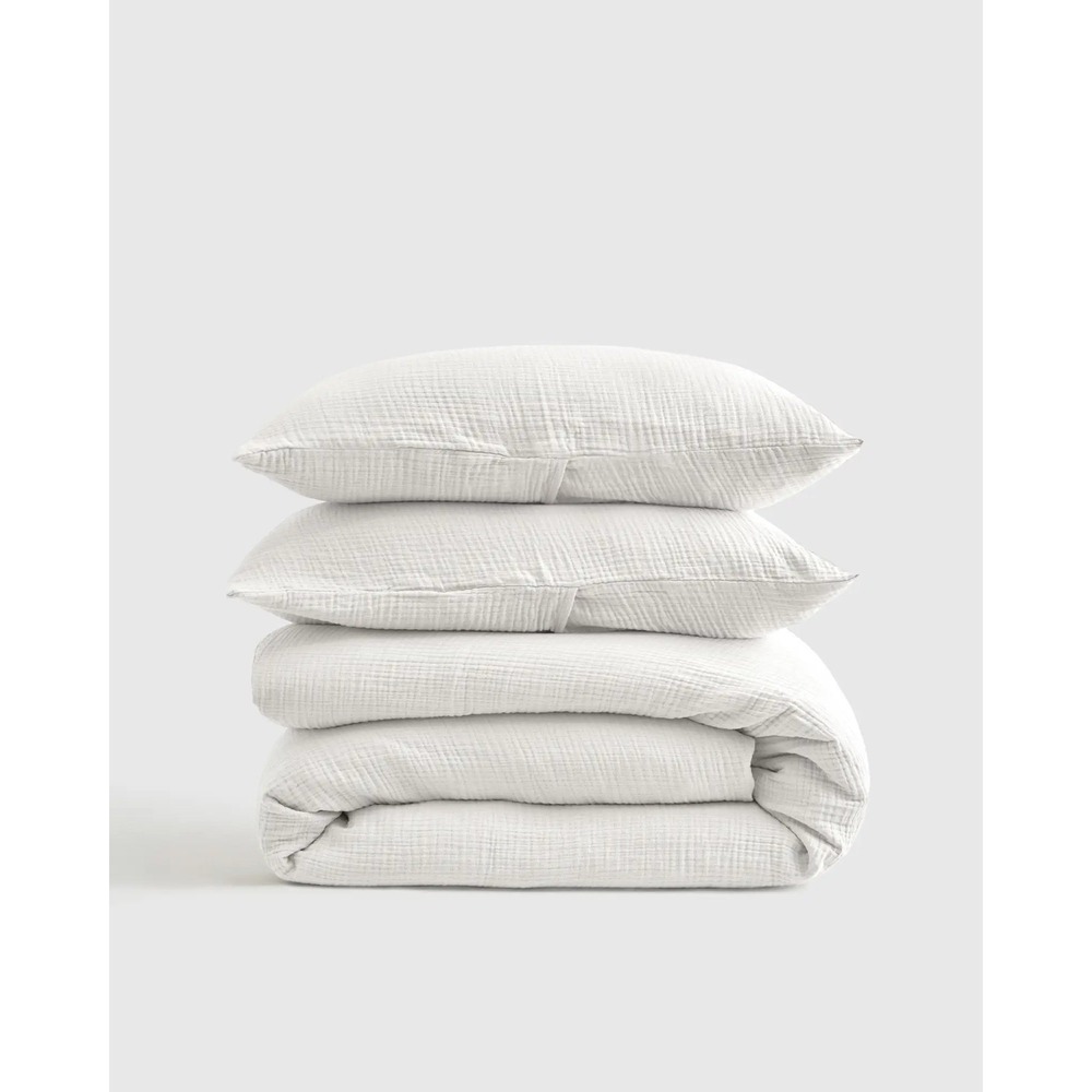 Quince NWT Organic Cotton Gauze Duvet Cover Set With 2 Shams King/Cal King White